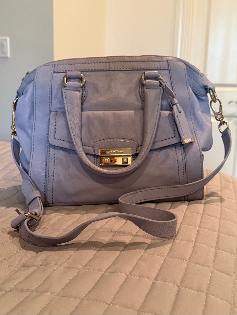 Cole Haan Village Satchel/Crossbody Lavender Leather Handbag